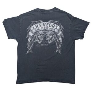 Harley Davidson Las Vegas Men's Large Black Short Sleeve Graphic Tee Shirt Skull